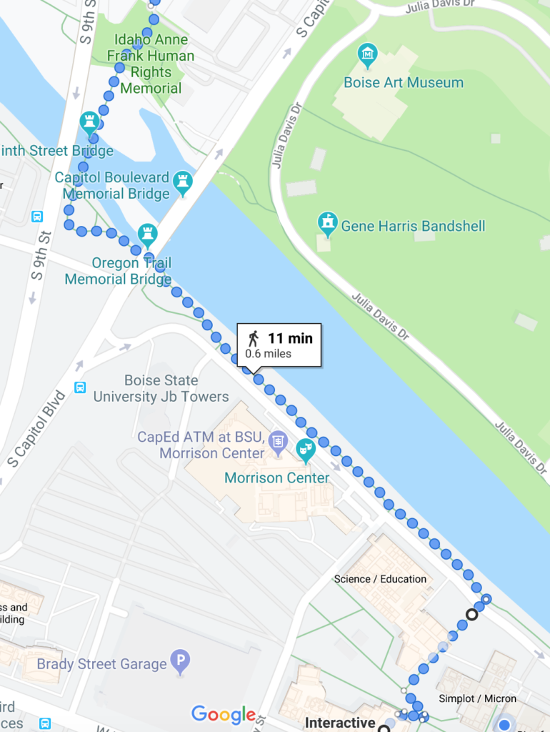 Walking directions from the ILC to the memorial