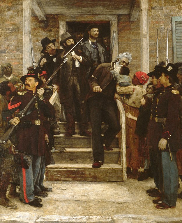 Painting "The Last Moments of John Brown," which depicts John Brown kissing an African-American baby as he descends the steps from the jail on his way to the scaffold.